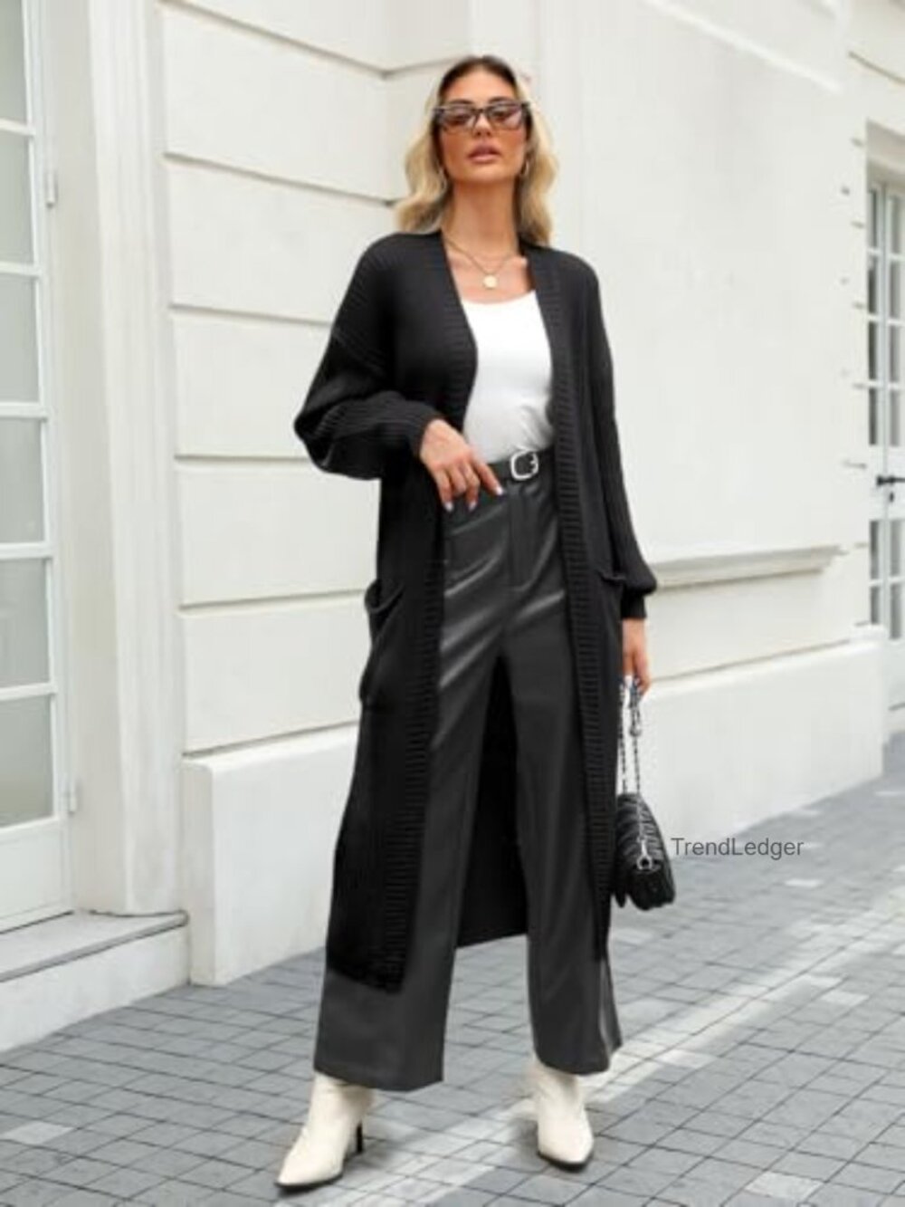 Oversized Long Cardigan Open Front Duster Sweater with Pockets - Picture 2 of 5